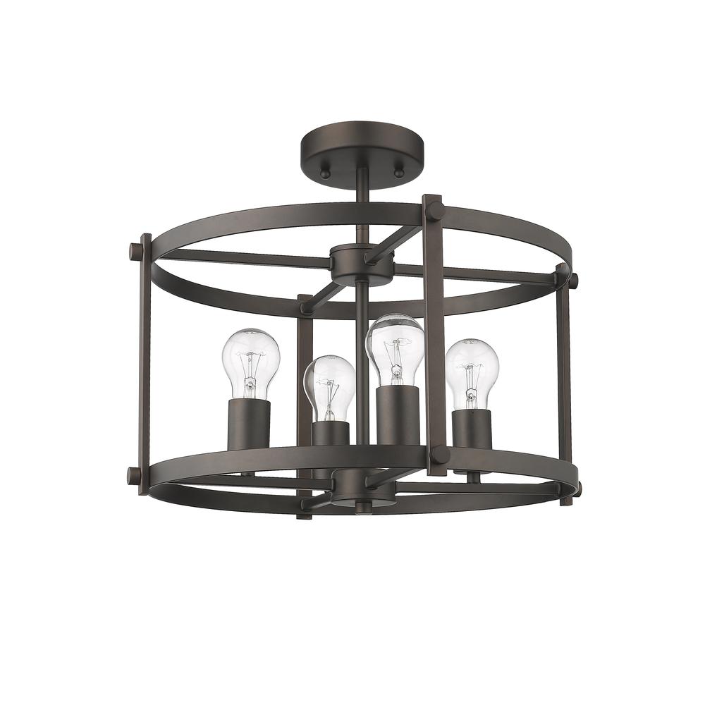 IRONCLAD Farmhouse 4 Light  Rubbed Bronze Convertible Semi-flush Ceiling Fixture 17.5'' Wide - CHLOE Lighting