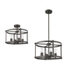 IRONCLAD Farmhouse 4 Light  Rubbed Bronze Convertible Semi-flush Ceiling Fixture 17.5'' Wide - CHLOE Lighting