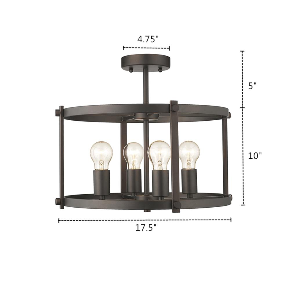 IRONCLAD Farmhouse 4 Light  Rubbed Bronze Convertible Semi-flush Ceiling Fixture 17.5'' Wide - CHLOE Lighting