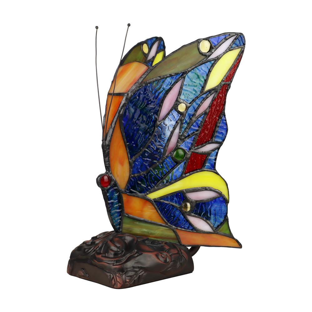 Tiffany-Style 1 Light Antique Dark Bronze Finish Butterfly Accent Table Lamp - CHLOE Lighting