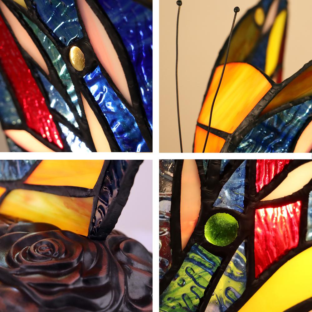 Tiffany-Style 1 Light Antique Dark Bronze Finish Butterfly Accent Table Lamp - CHLOE Lighting