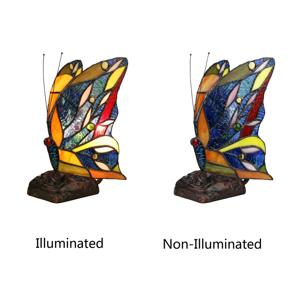 Tiffany-Style 1 Light Antique Dark Bronze Finish Butterfly Accent Table Lamp - CHLOE Lighting