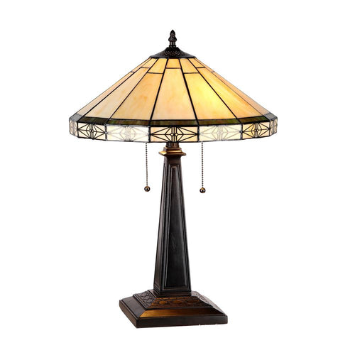 BELLE Tiffany-style 2 Light Mission Table Lamp 16'' Shade - CHLOE Lighting