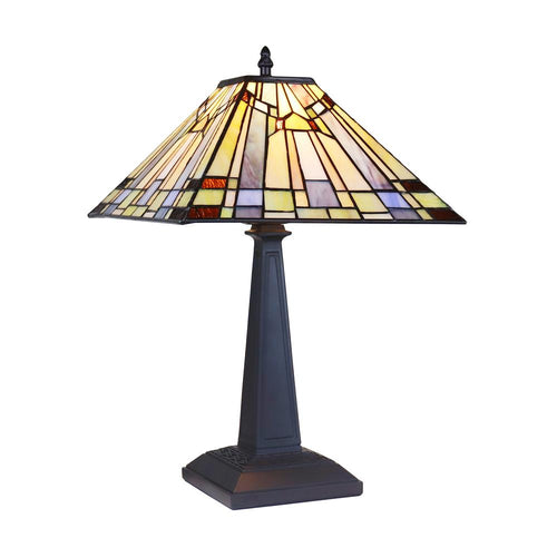 CHLOE Lighting KINSEY Mission Tiffany-Style Blackish Bronze 1 Light Table Lamp 12'' Wide