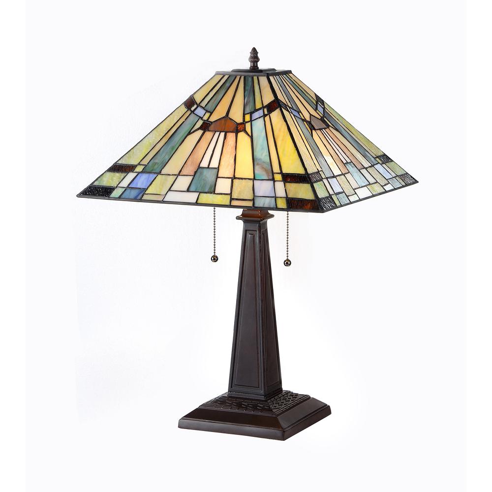 Tiffany-style 2 Light Mission Table Lamp 16'' Shade - CHLOE Lighting