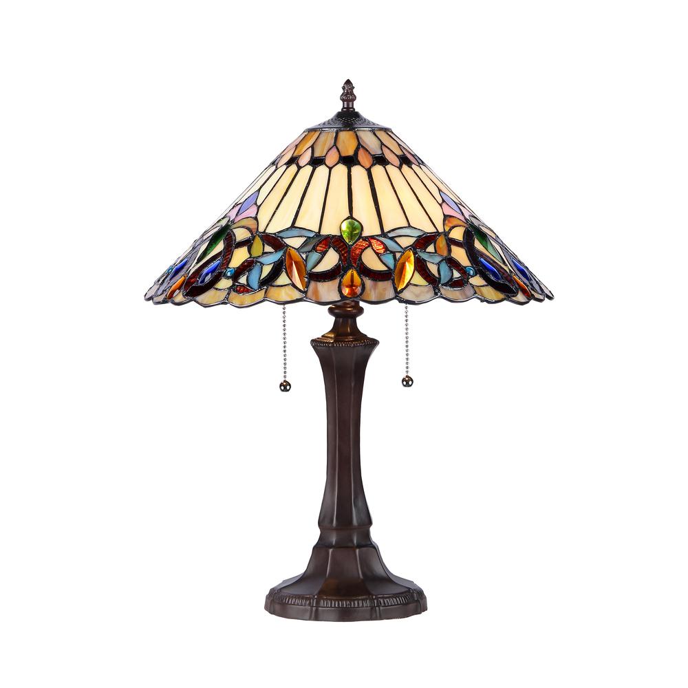 AMBROSE Tiffany-style 2 Light Victorian Table Lamp 16'' Shade - CHLOE Lighting