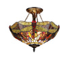 DRAGAN Tiffany-style 2 Light Dragonfly Semi-flush Ceiling Fixture 16'' Shade - CHLOE Lighting