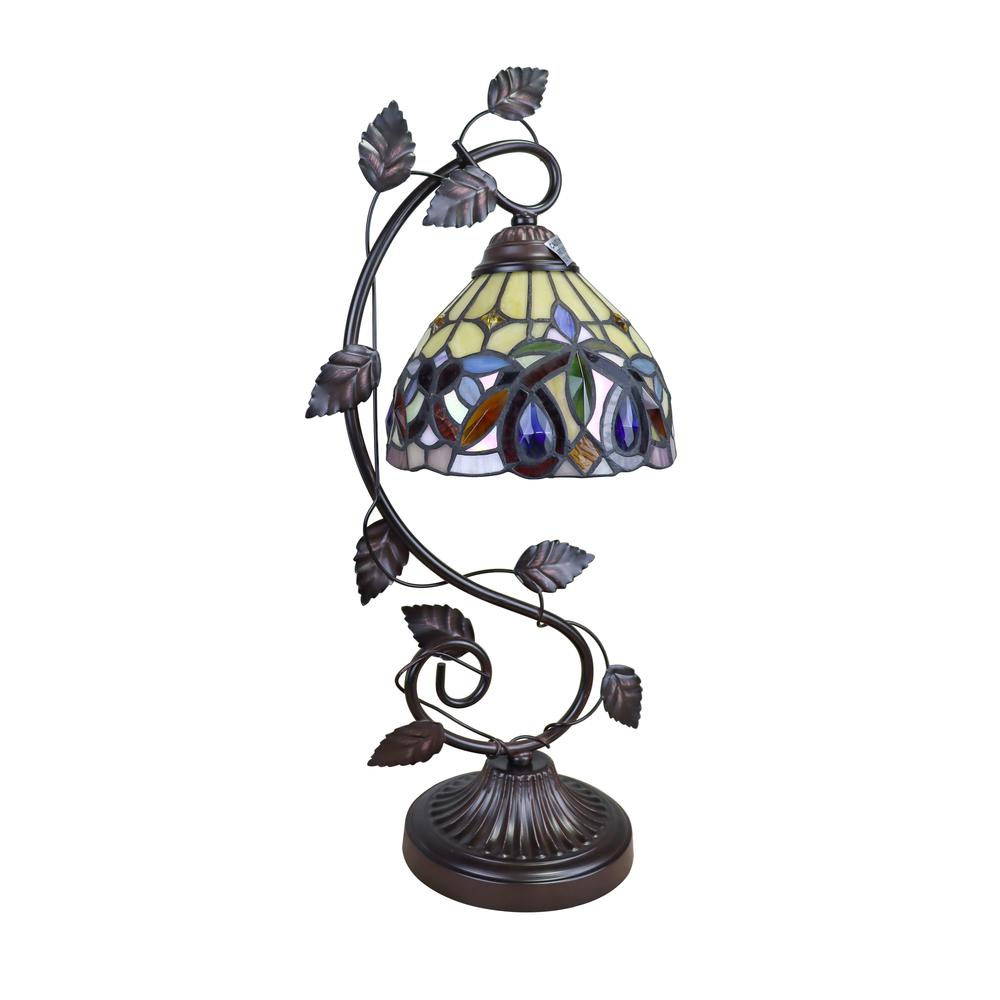 CHLOE Lighting SERENITY Victorian Tiffany-style Dark Bronze 1 Light Table Lamp 8 '' Wide