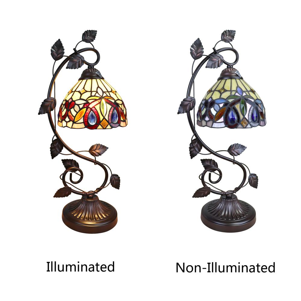CHLOE Lighting SERENITY Victorian Tiffany-style Dark Bronze 1 Light Table Lamp 8 '' Wide