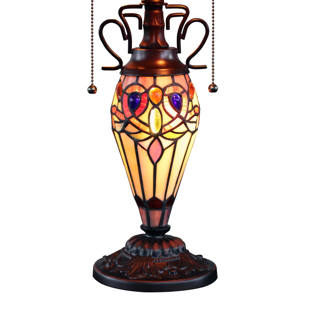 CHLOE Lighting SERENITY Tiffany-style Dark Bronze 3 Light Double Lit Table Lamp 16'' Shade