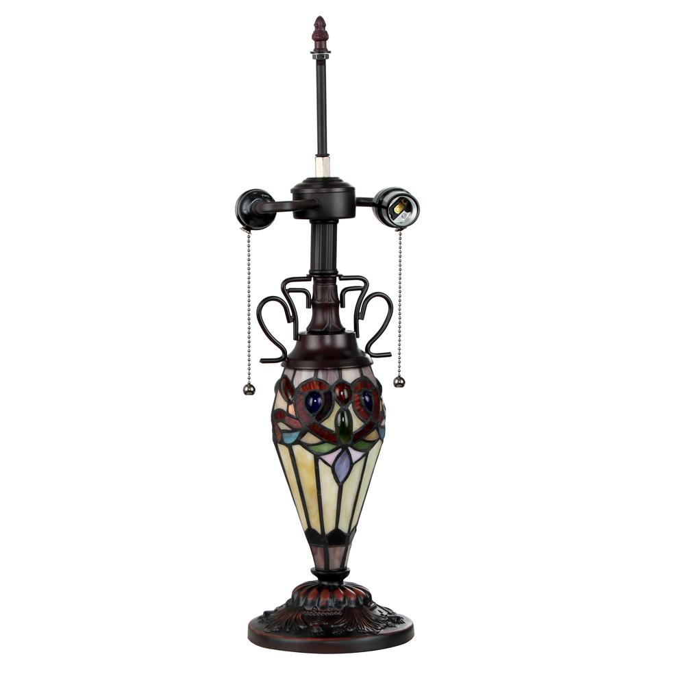 CHLOE Lighting SERENITY Tiffany-style Dark Bronze 3 Light Double Lit Table Lamp 16'' Shade