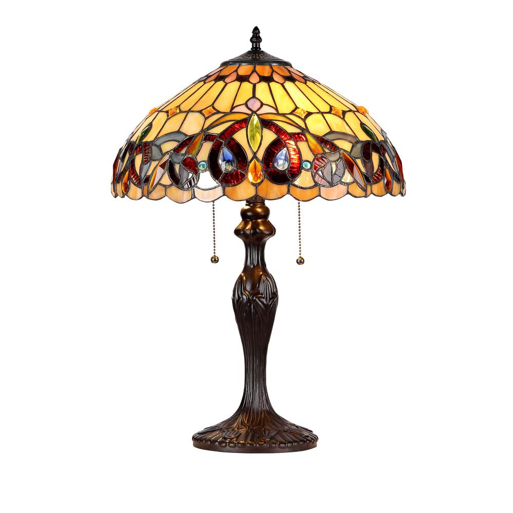 SERENITY Tiffany-style 2 Light Victorian Table Lamp 16'' Shade - CHLOE Lighting
