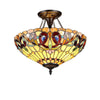 SERENITY Tiffany-style 2 Light Victorian Semi-flush Ceiling Fixture 16'' Shade - CHLOE Lighting