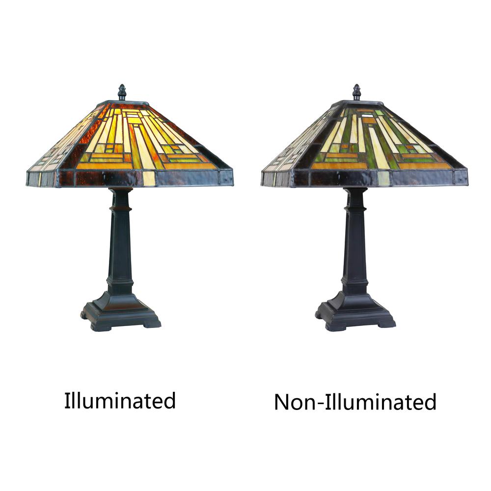 CHLOE Lighting INNES Mission Tiffany-Style Blackish Bronze 1 Light Table Lamp 12'' Wide