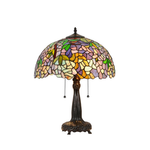 PHOEBE Tiffany-style 2 Light Wisteria Table Lamp 16'' Shade - CHLOE Lighting
