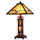 ALEXANDER Tiffany-style 3 Light Mission Double Lit Wooden Table Lamp 15'' Shade - CHLOE Lighting