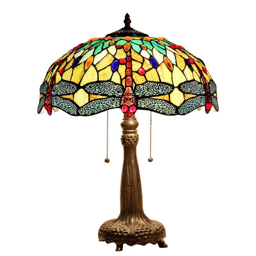 EMPRESS Tiffany-style Dragonfly 2 Light Table Lamp 18'' Shade - CHLOE Lighting