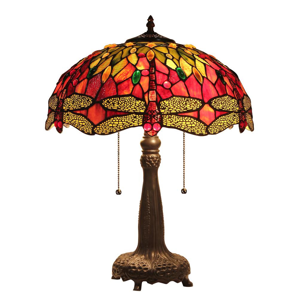 EMPRESS Tiffany-style Dragonfly 2 Light Table Lamp 18'' Shade - CHLOE Lighting