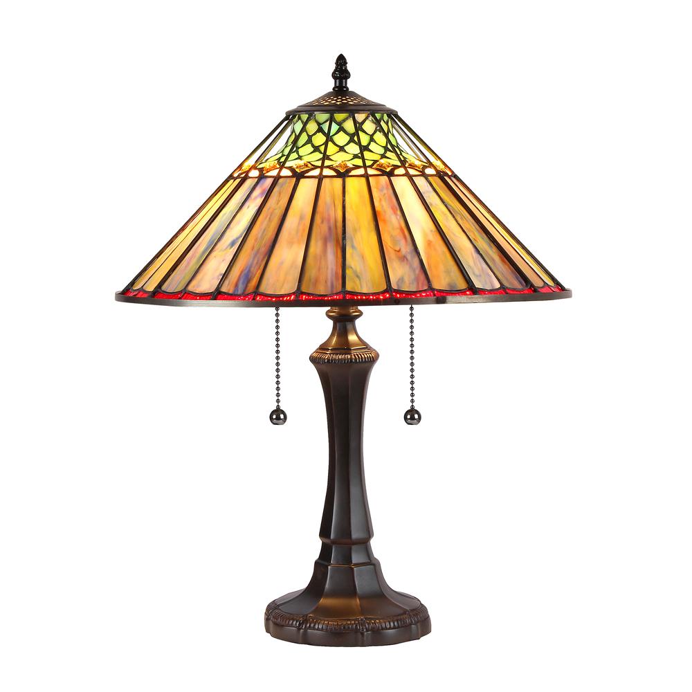 GRACE Tiffany-style 2 Light Geometric Table Lamp 16'' Shade - CHLOE Lighting