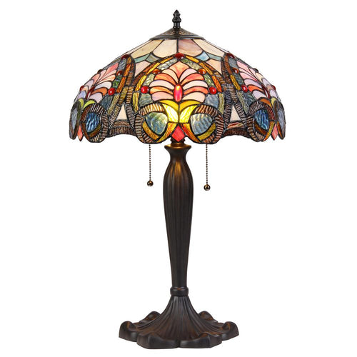 HAZEL Tiffany-style 2 Light Victorian Table Lamp 16'' Shade - CHLOE Lighting