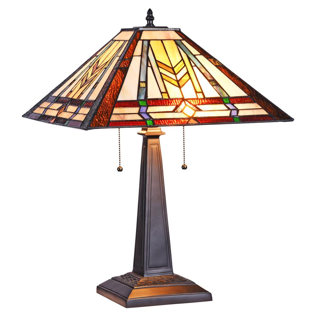 TARBEN Tiffany-style Victorian 2 Light Table Lamp 16'' Wide - CHLOE Lighting