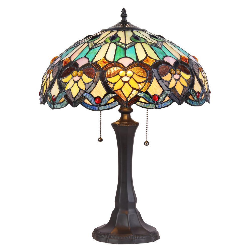 KENDALL Tiffany-style 2 Light Victorian Table Lamp 16'' Shade - CHLOE Lighting
