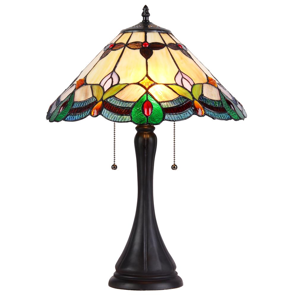 JORGIE Tiffany-style 2 Light Table Lamp 16'' Shade - CHLOE Lighting