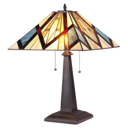 BEDIVERE Tiffany-style 2 Light Mission Table Lamp 16'' Shade - CHLOE Lighting