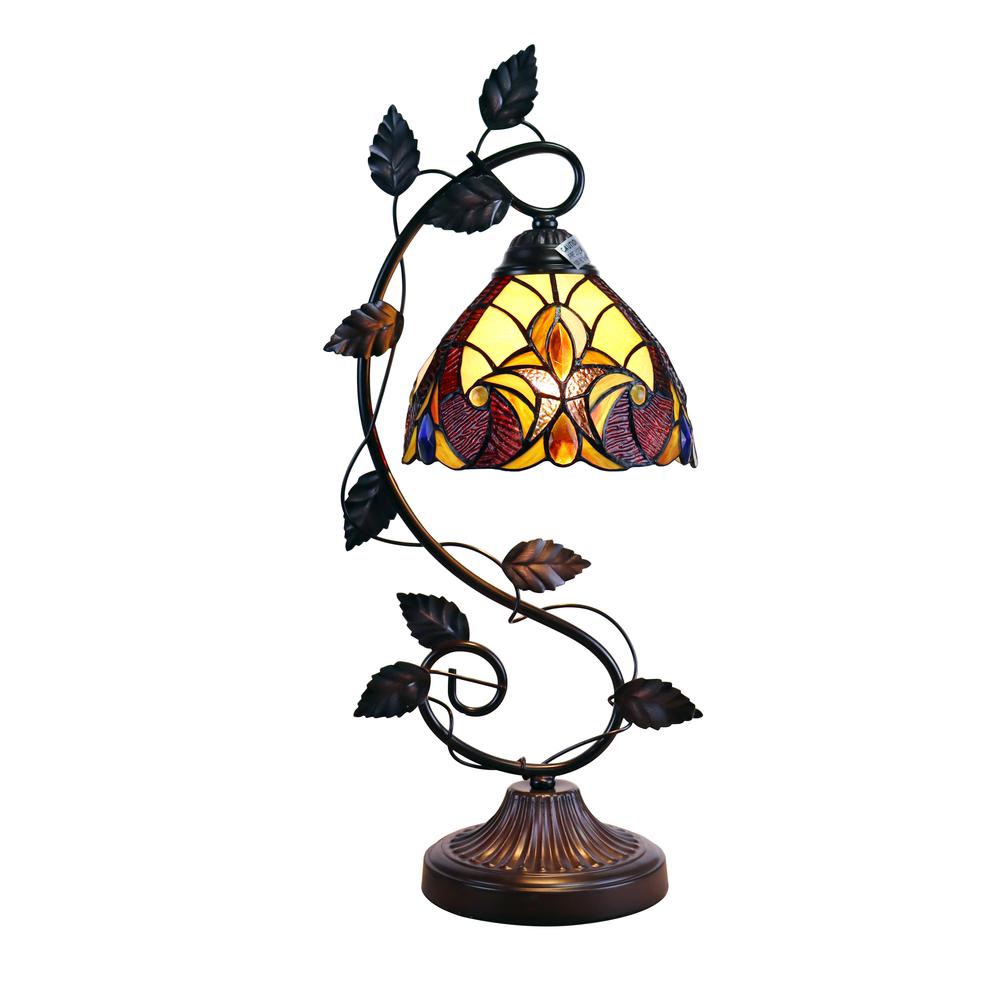 CHLOE Lighting ADIA Victorian Tiffany-Syle Dark Bronze 1 Light Accent Table Lamp 8'' Wide