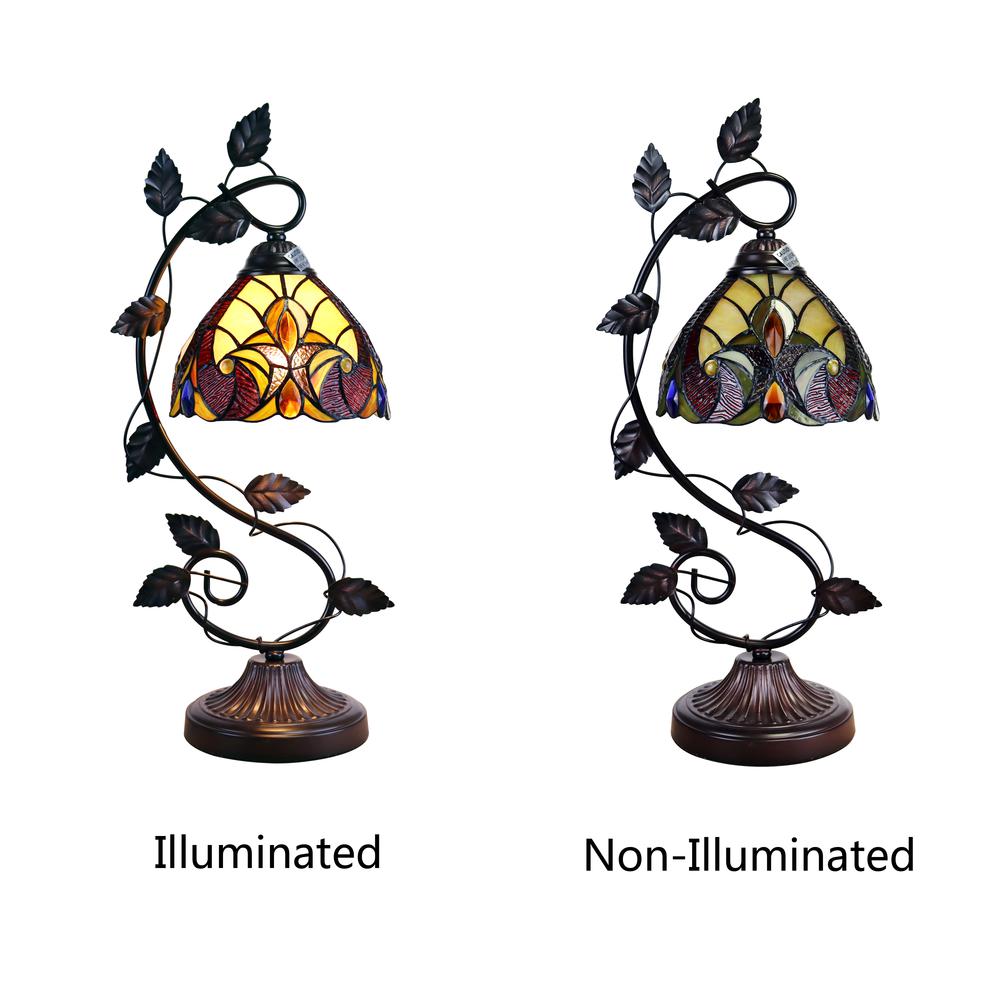 CHLOE Lighting ADIA Victorian Tiffany-Syle Dark Bronze 1 Light Accent Table Lamp 8'' Wide