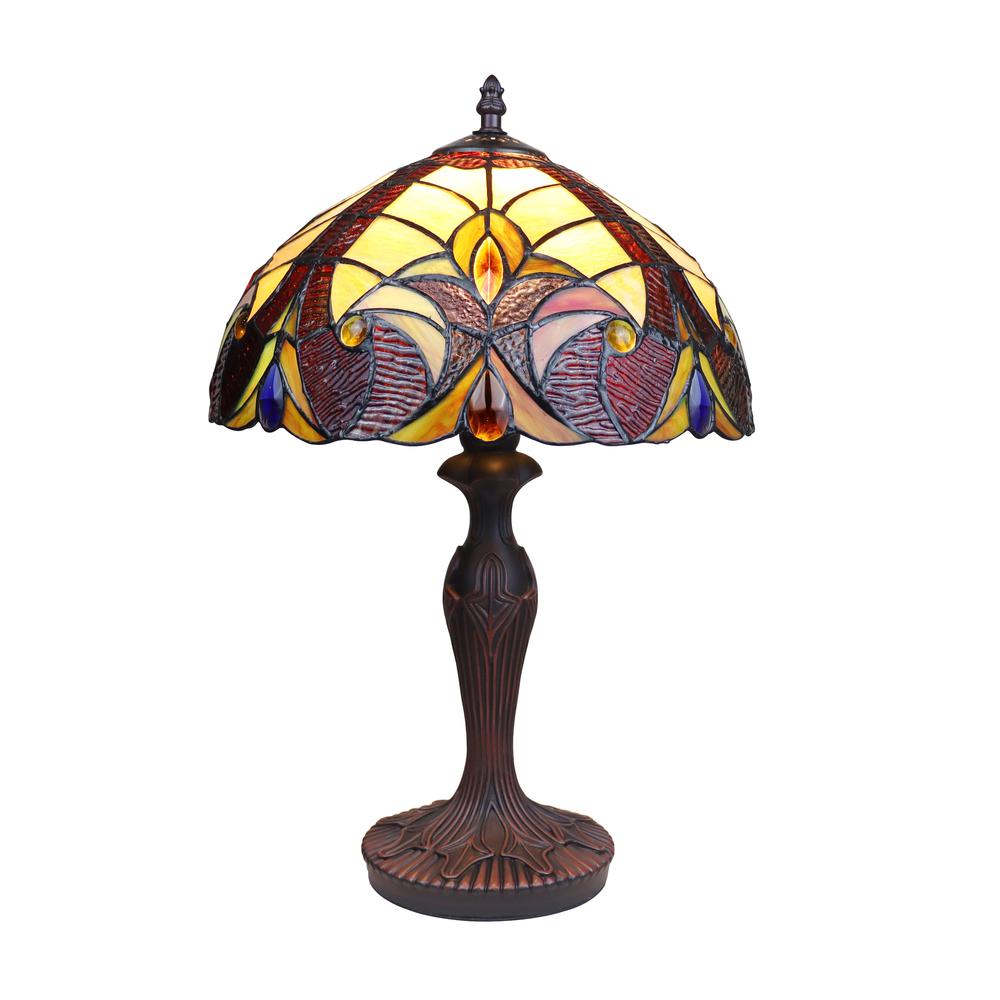 CHLOE Lighting ADIA Tiffany-Style Dark Bronze 1-Light Victorian Accent Table Lamp 12'' Shade