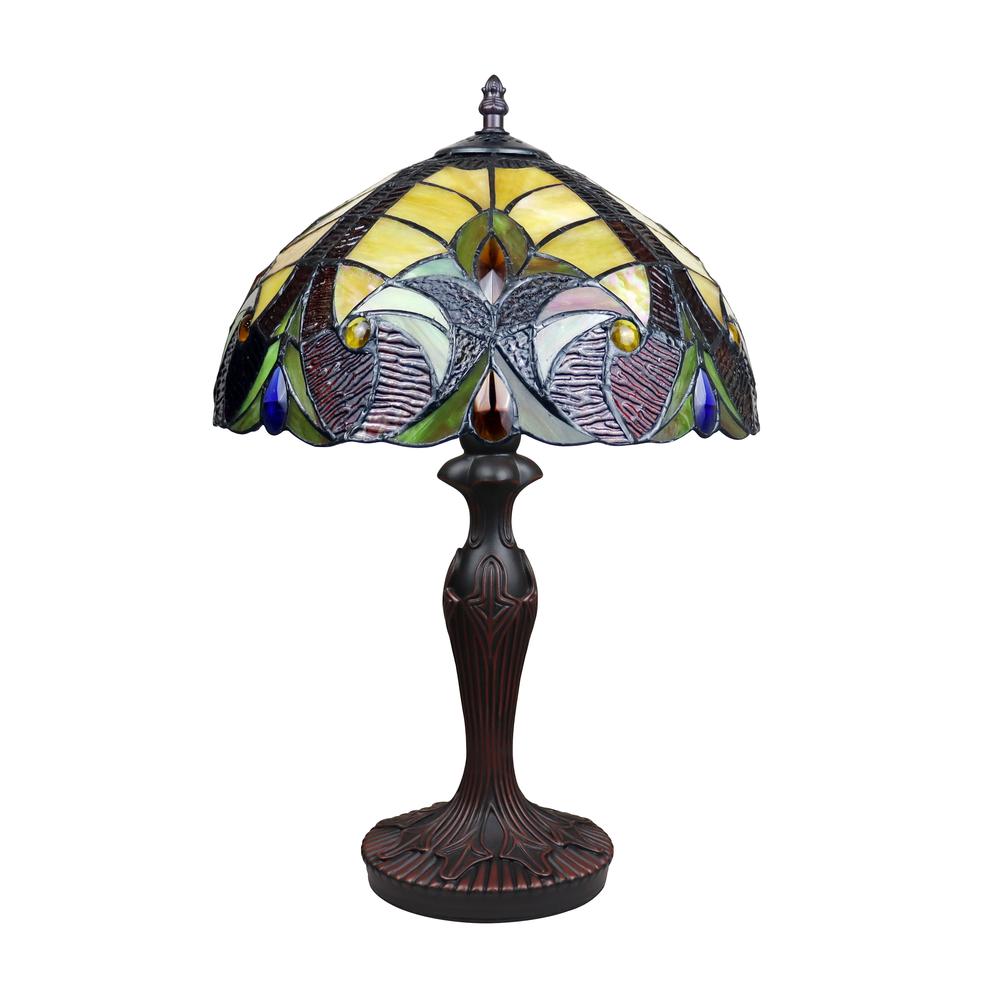 CHLOE Lighting ADIA Tiffany-Style Dark Bronze 1-Light Victorian Accent Table Lamp 12'' Shade