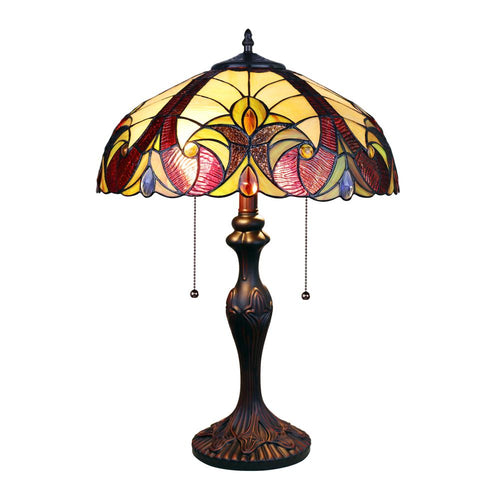 CHLOE Lighting ADIA Victorian Tiffany-Syle Dark Bronze 2 Light Table Lamp 16'' Wide