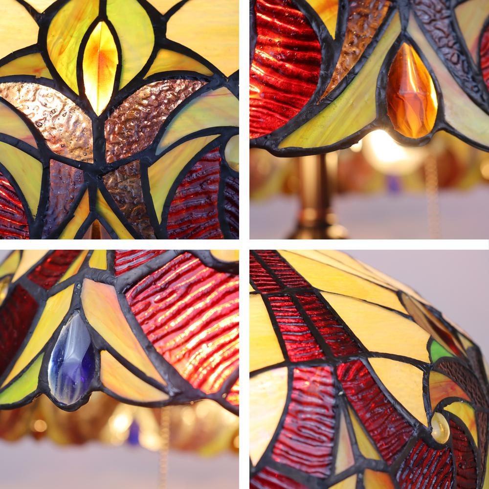 CHLOE Lighting ADIA Victorian Tiffany-Style Dark Bronze 2 Light Table Lamp 18'' Wide