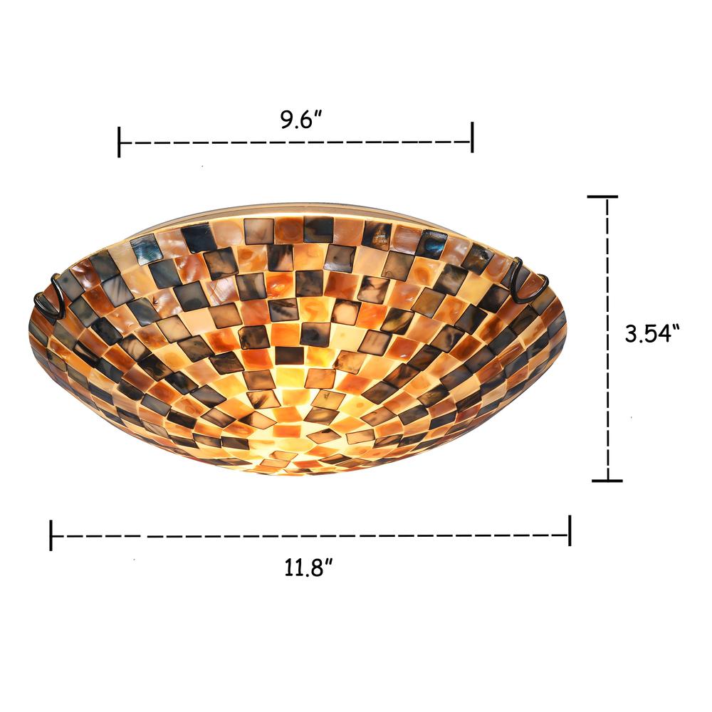 SHELLEY Mosaic 2 Light Flushmount Ceiling Fixture 12'' Shade - CHLOE Lighting