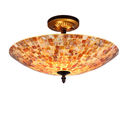 SHELLEY Mosaic 2 Light Semi-flush Ceiling Fixture 16'' Shade - CHLOE Lighting
