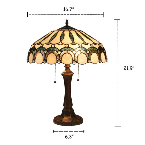 CLAUDE Tiffany-style 2 Light Victorian Table Lamp 17'' Shade - CHLOE Lighting