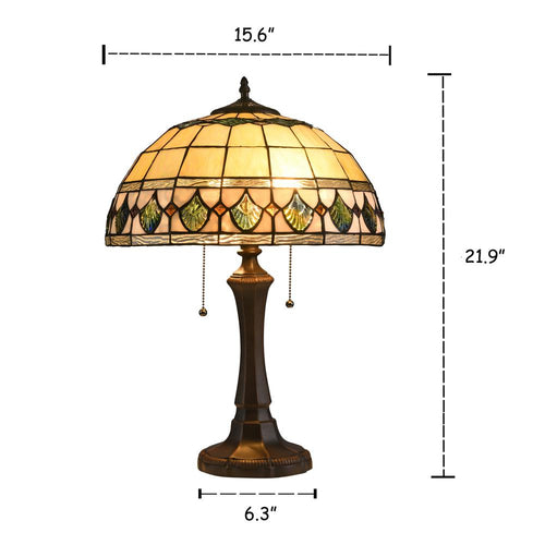 DOUGAL Tiffany-style 2 Light Geometric Table Lamp 16'' Shade - CHLOE Lighting