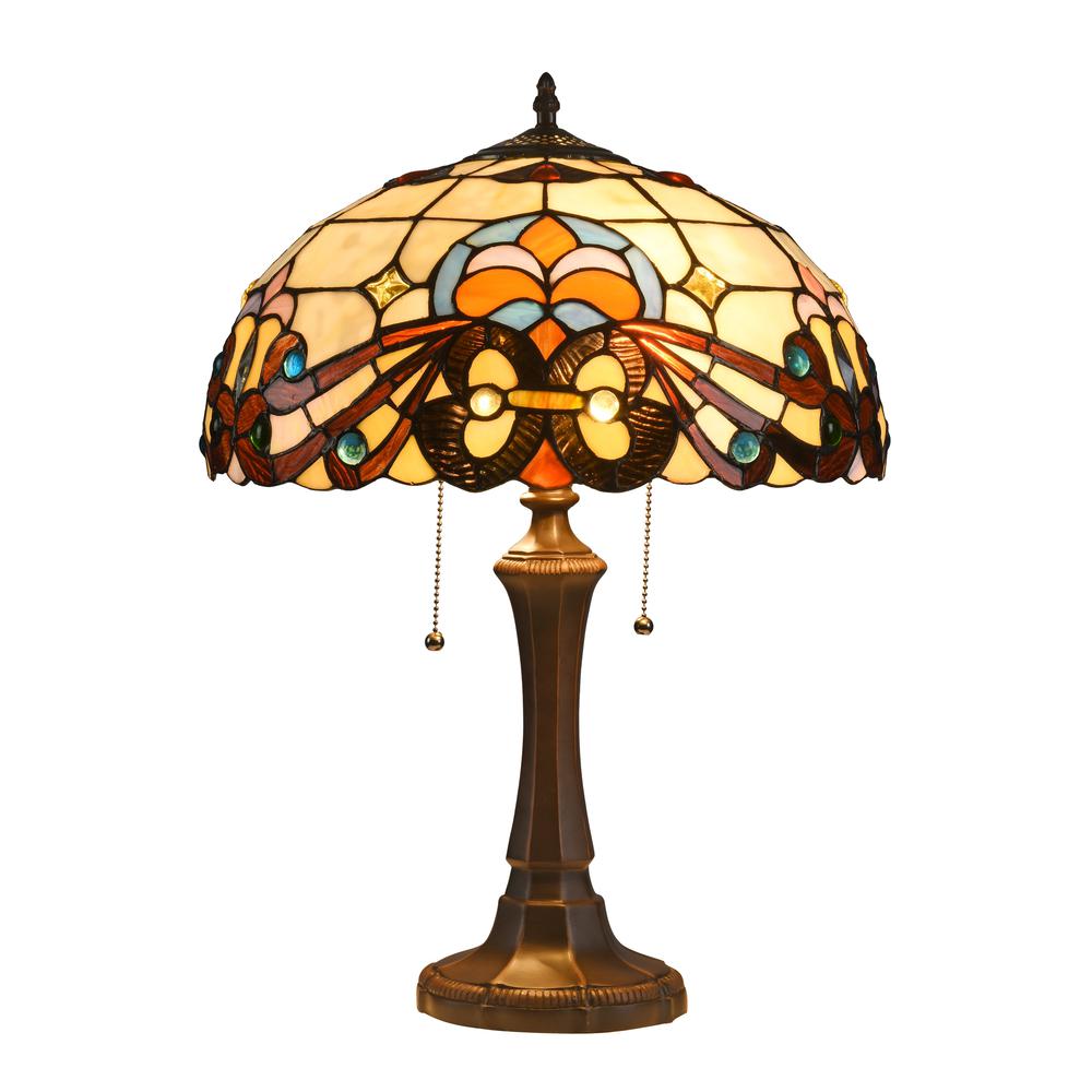 FLORENCE Tiffany-style 2 Light Victorian Table Lamp 16'' Shade - CHLOE Lighting