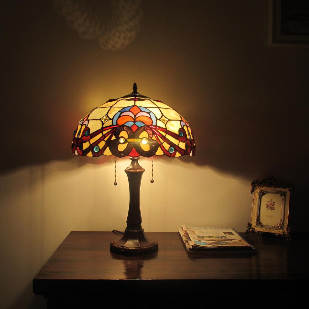 FLORENCE Tiffany-style 2 Light Victorian Table Lamp 16'' Shade - CHLOE Lighting
