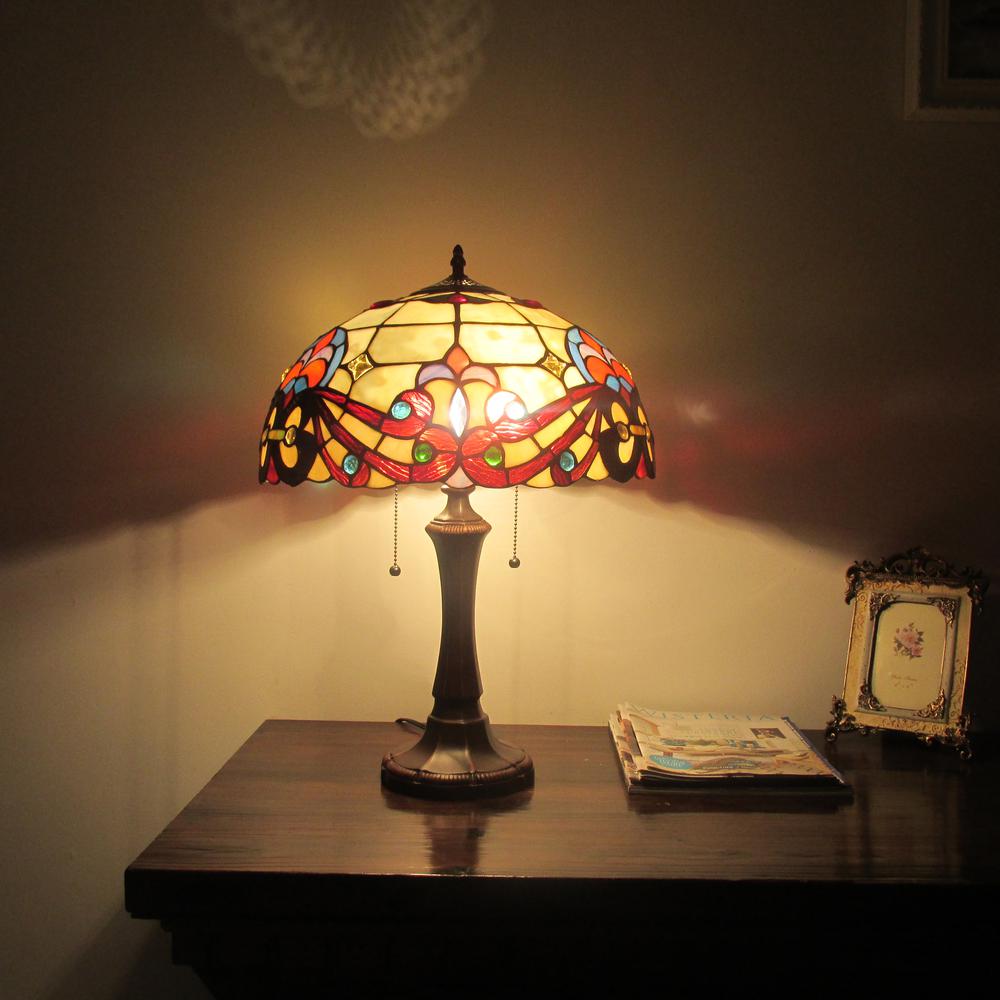 FLORENCE Tiffany-style 2 Light Victorian Table Lamp 16'' Shade - CHLOE Lighting