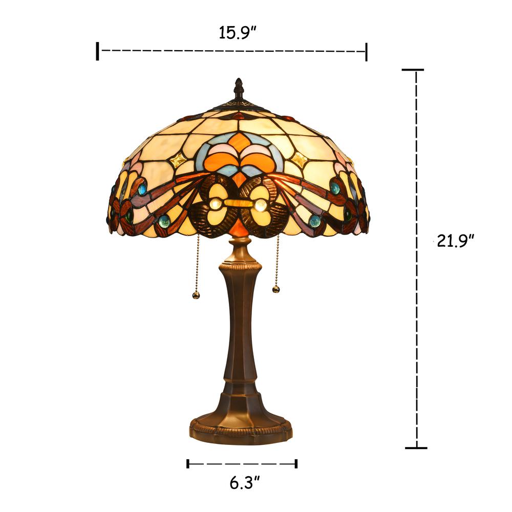 FLORENCE Tiffany-style 2 Light Victorian Table Lamp 16'' Shade - CHLOE Lighting