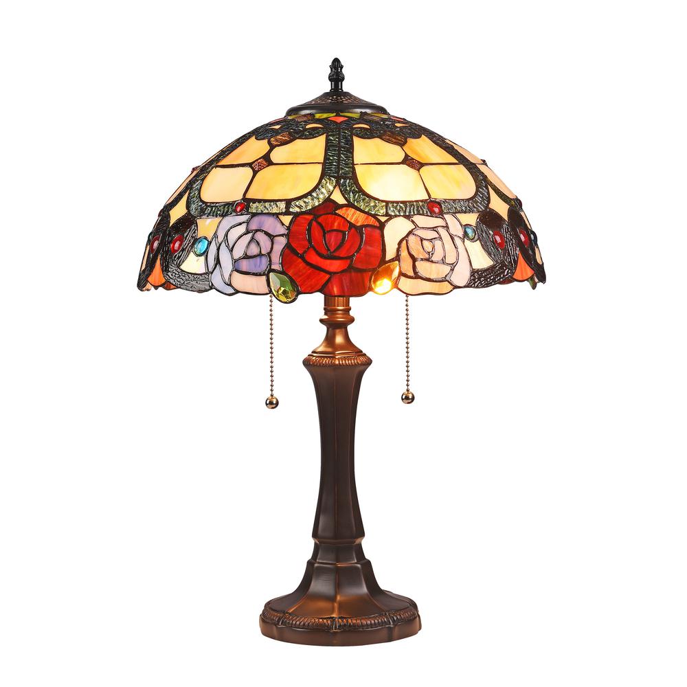SIMONE Floral 2 Light Dark Bronze Table Lamp 16'' Wide - CHLOE Lighting
