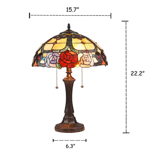 SIMONE Floral 2 Light Dark Bronze Table Lamp 16'' Wide - CHLOE Lighting