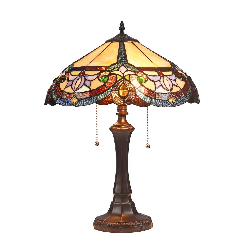 CAROLINE Victorian 2 Light Dark Bronze Table Lamp 16'' Wide - CHLOE Lighting