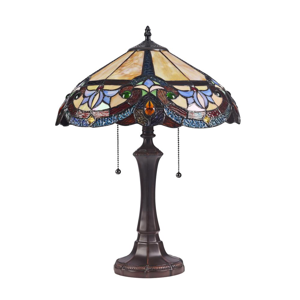 CAROLINE Victorian 2 Light Dark Bronze Table Lamp 16'' Wide - CHLOE Lighting