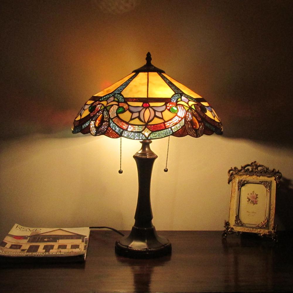 CAROLINE Victorian 2 Light Dark Bronze Table Lamp 16'' Wide - CHLOE Lighting