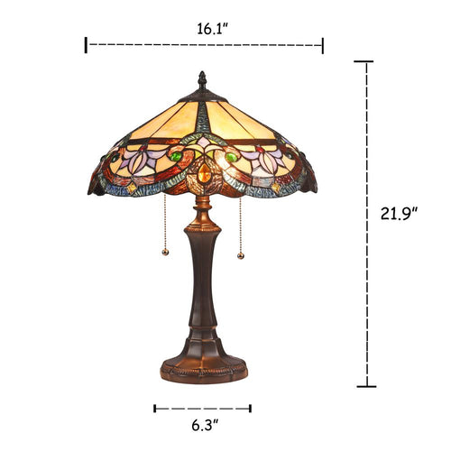 CAROLINE Victorian 2 Light Dark Bronze Table Lamp 16'' Wide - CHLOE Lighting