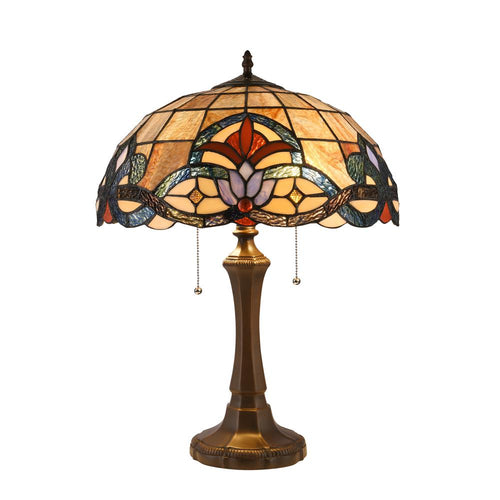 CHLOE Lighting ELLINGTON Tiffany-style Dark Bronze 2 Light Victorian Table Lamp 16'' Shade