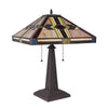 CHLOE Lighting CARLA Tiffany-style Mission Blackish Bronze 2 Light Table Lamp 16'' Shade